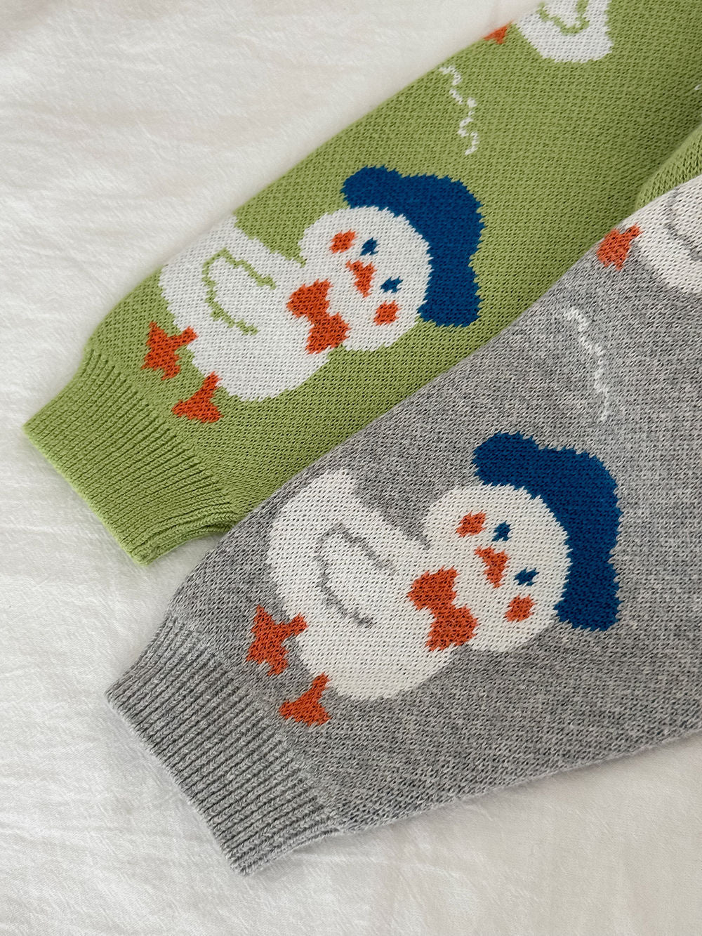 ニットセーター アヒル柄 厚手 クルーネック コットン ルーズフィット【mh0011690】