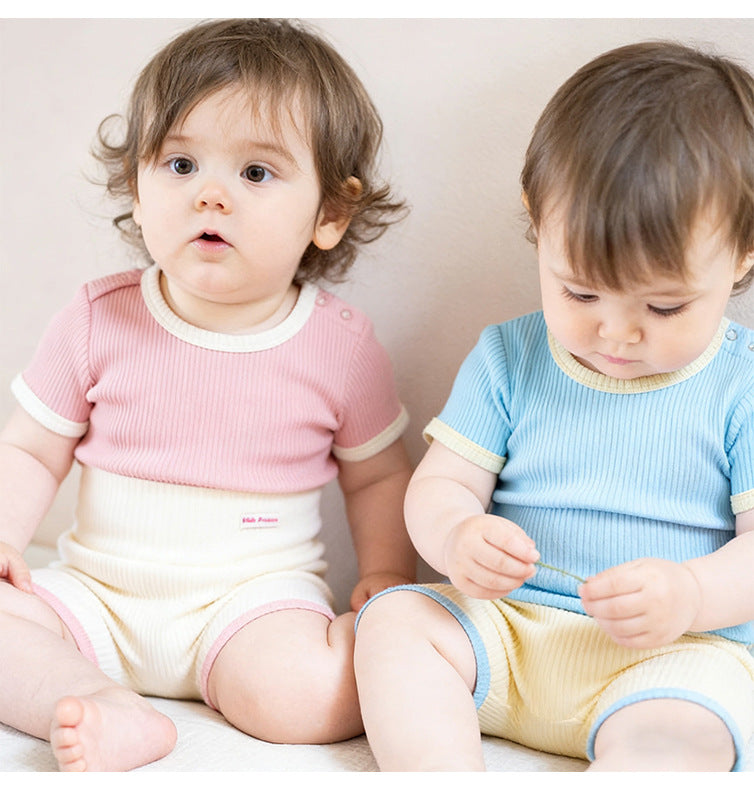 Ribbed Short Sleeve Set リブ 半袖Tシャツ ハーフパンツ【mh0013034】