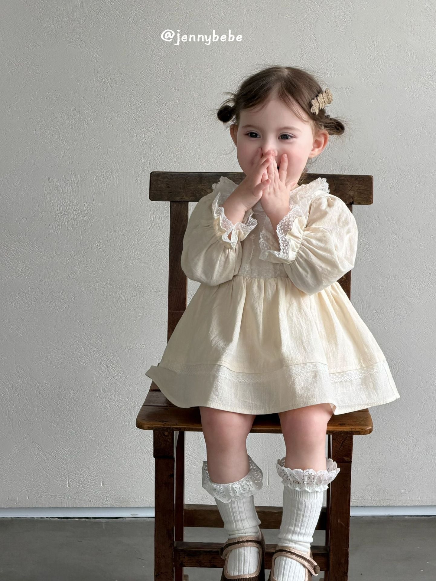 Lace Collar Cotton Romper Dress レース 襟付き コットン ロンパース ドレス【mh0012551】