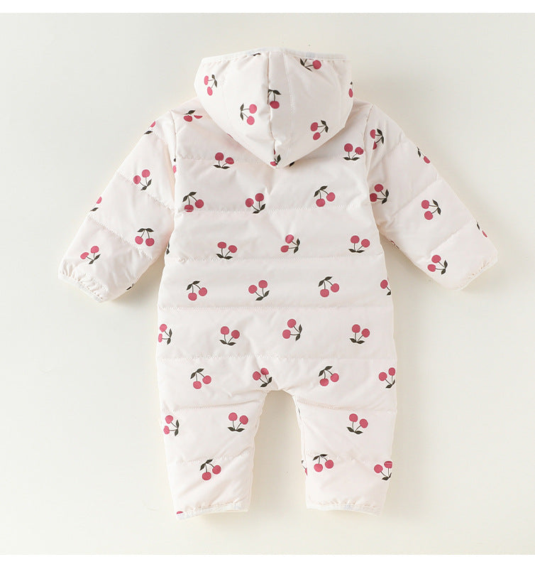 アウタージャンプスーツ プリント 中綿 厚手 フード付 キルティング【mh0011700】