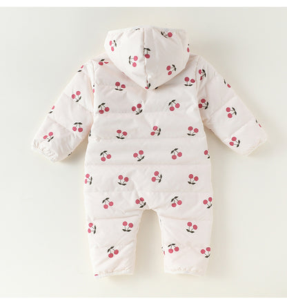 アウタージャンプスーツ プリント 中綿 厚手 フード付 キルティング【mh0011700】