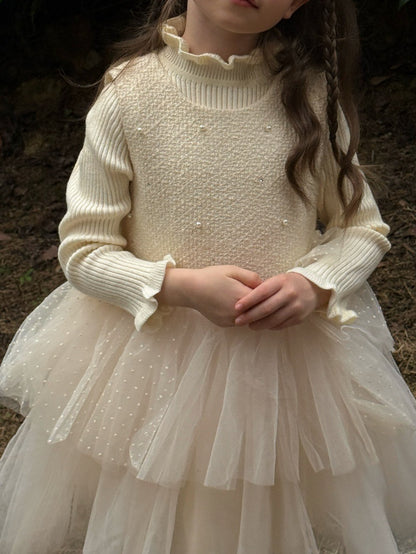 Kids' Tulle Tiered Ruffle Sleeveless Dress【mh0014578】