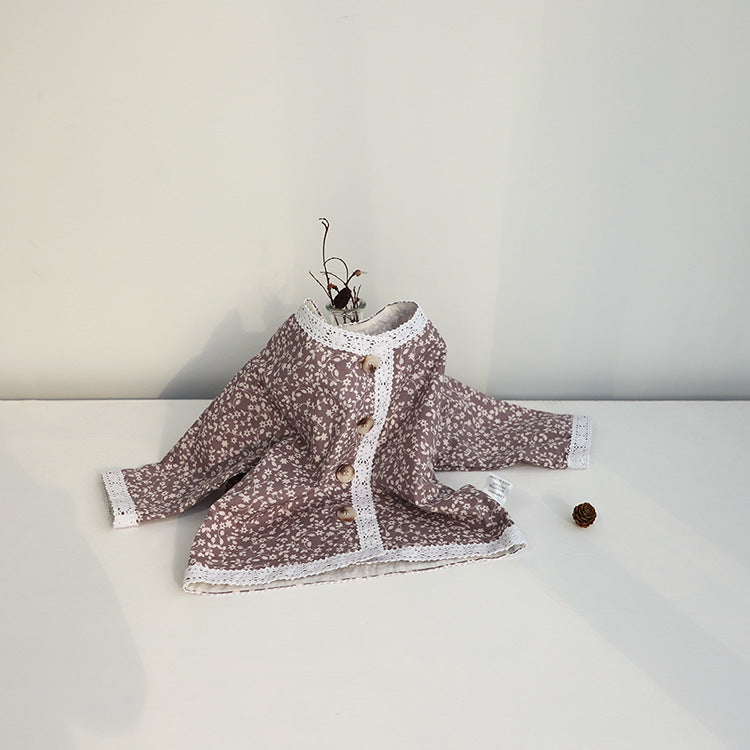 Floral Print Lace Trim Cardigan 花柄 レーストリム カーディガン【mh0012631】