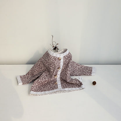 Floral Print Lace Trim Cardigan 花柄 レーストリム カーディガン【mh0012631】