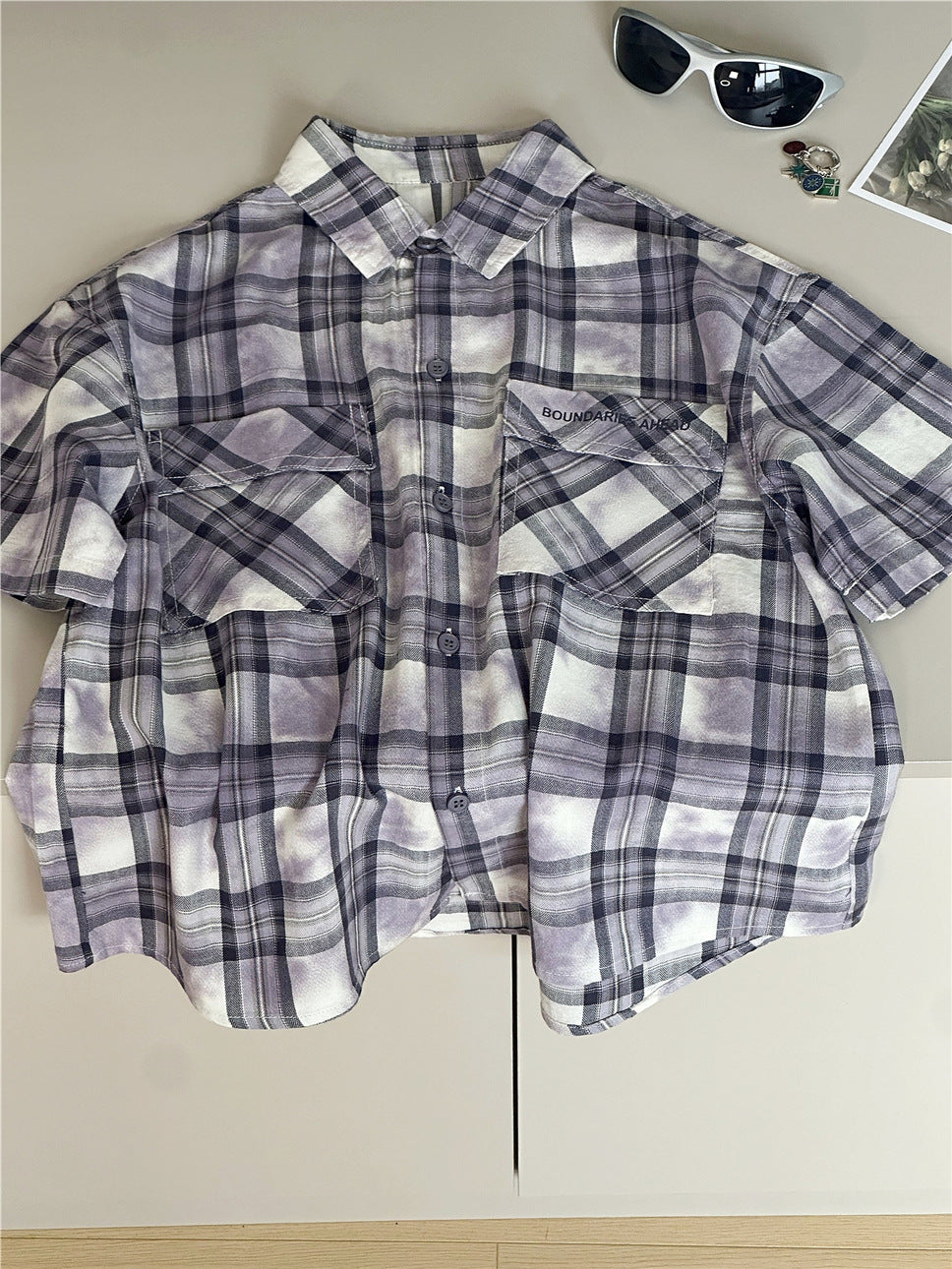 Tie-Dye Check Shirt タイダイ チェック 半袖シャツ【mh0012965】