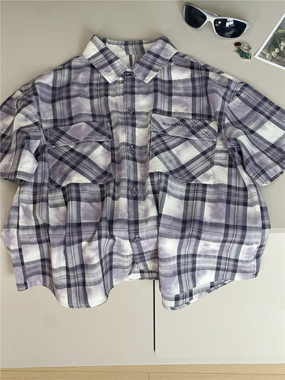 Tie-Dye Check Shirt タイダイ チェック 半袖シャツ【mh0012965】