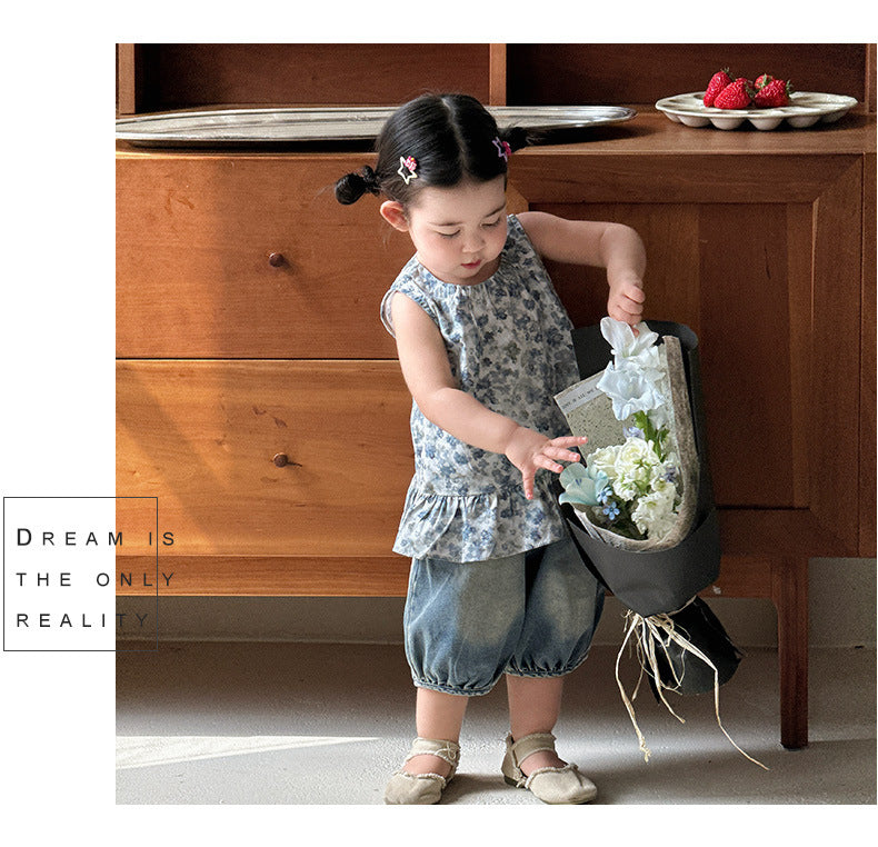 Vintage Floral Top フラワー ノースリーブチュニック【mh0012851】