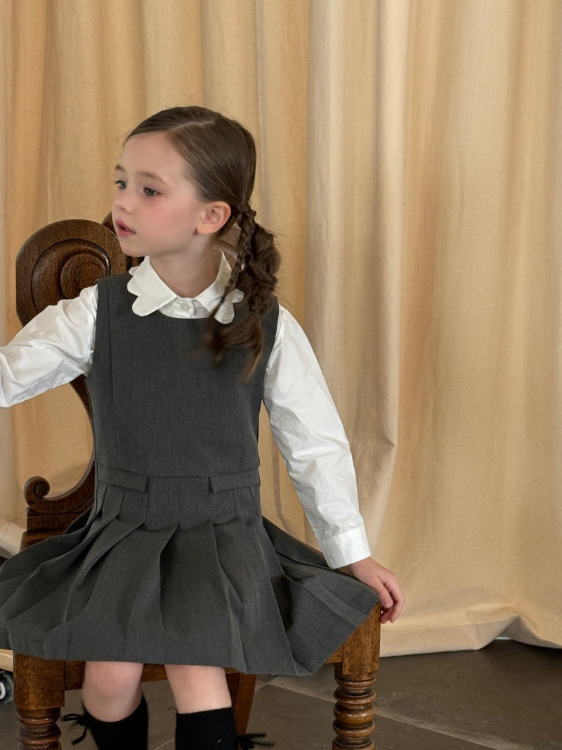 Kids' Sleeveless Pleated Dress with Waist Seam【mh0014072】