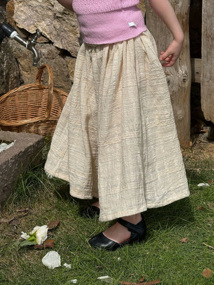 Textured Cotton Linen Culottes ドット シンプル ロングガウチョパンツ【mh0012822】