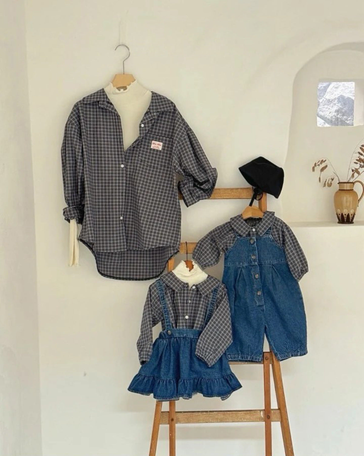 Vintage Plaid Cotton Shirt チェック柄 コットン 長袖シャツ【mh0012498】