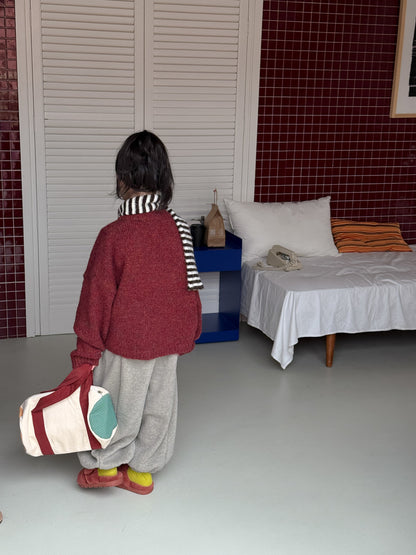 ニットカーディガン キッズ 裏起毛 厚手 無地 ジップアップ カジュアル【mh0011682】