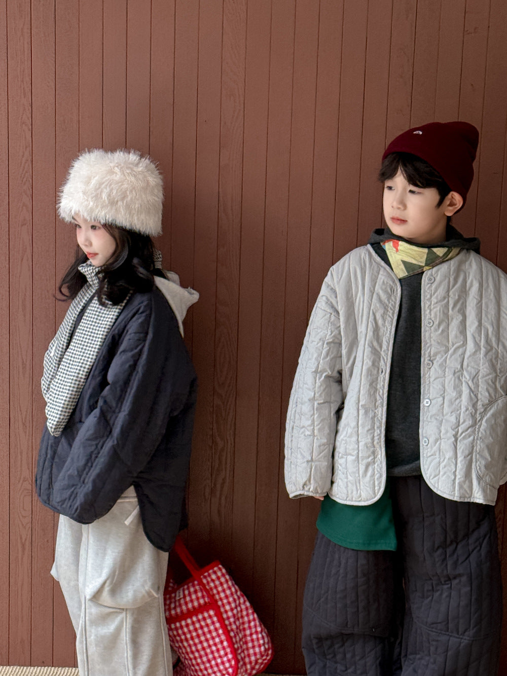 キルティングジャケット キッズ 中綿 厚手 ノーカラー ショート丈 カジュアル アウター【mh0011679】