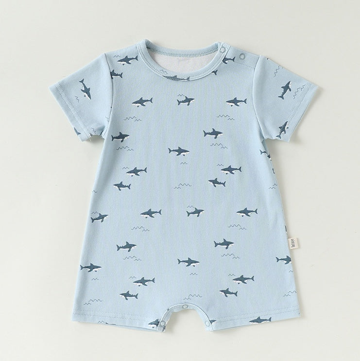Graphic Print Short Romper マリンプリント 半袖ロンパース【mh0013041】
