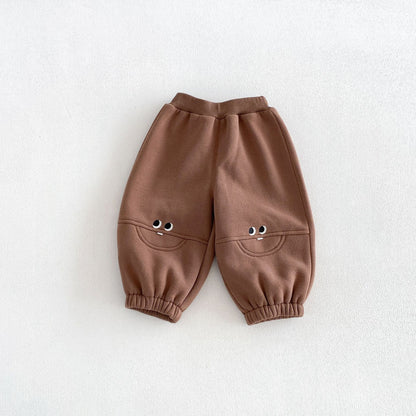 Kids' Smile Embroidered Brushed-Lining Joggers [mh0014776]