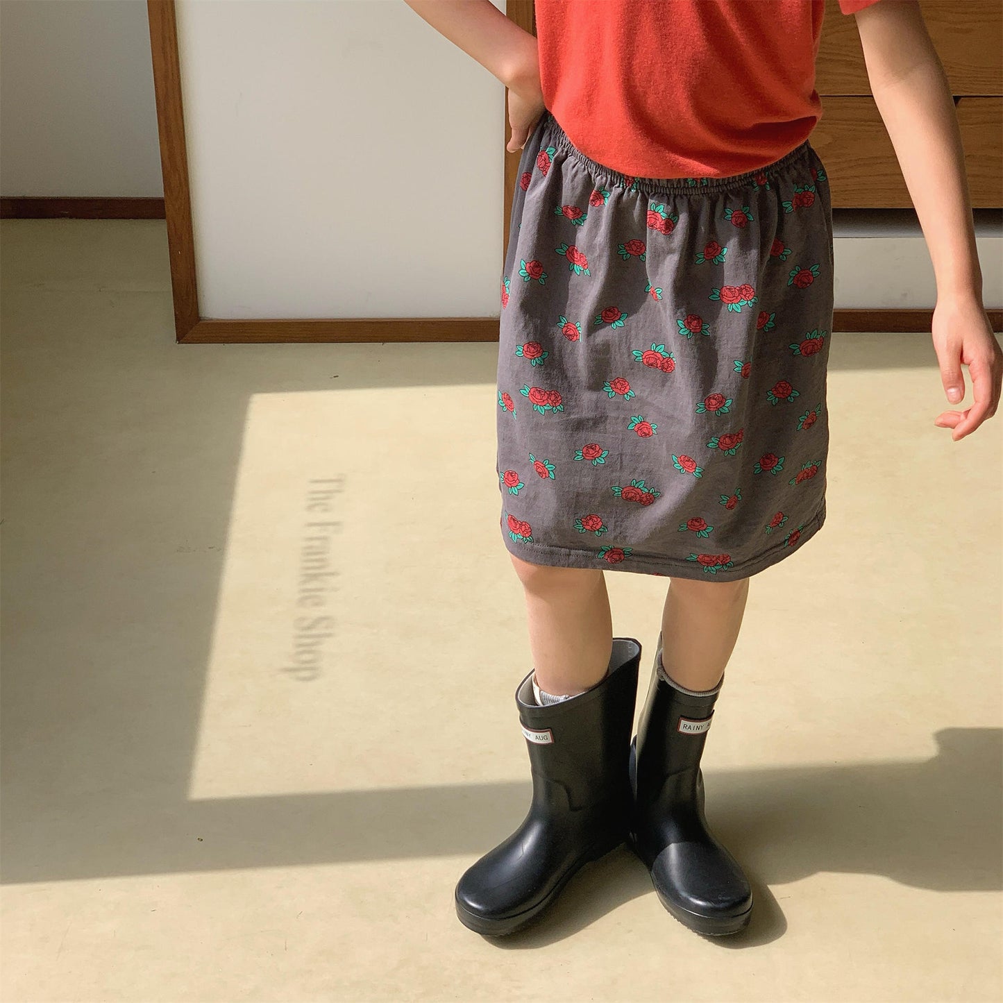 Rose Flower Graphic Cotton Skirt ローズ プリント コットン スカート【mh0012653】