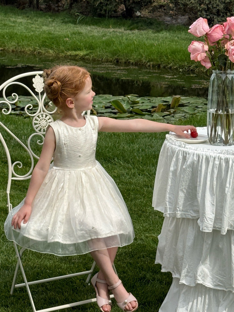 Sleeveless Beaded Princess Dress Satin Tulle チュール ノースリーブワンピース【mh0013234】