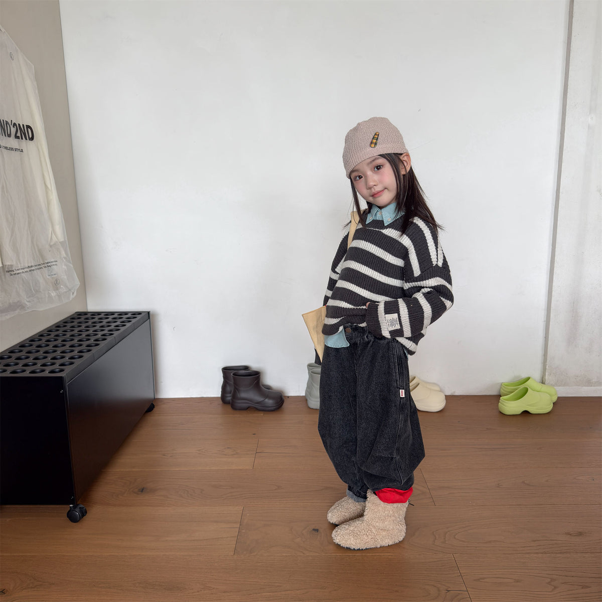 Pantalones vaqueros holgados de pierna cónica para niños【mh0014537】