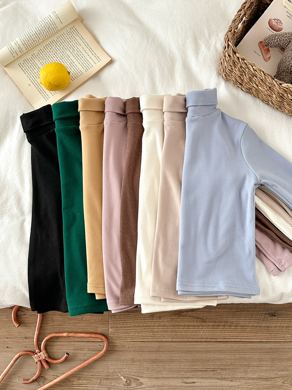 長袖Tシャツ キッズ ハイネック 無地 ベーシック くすみカラー トップス【mh0011664】