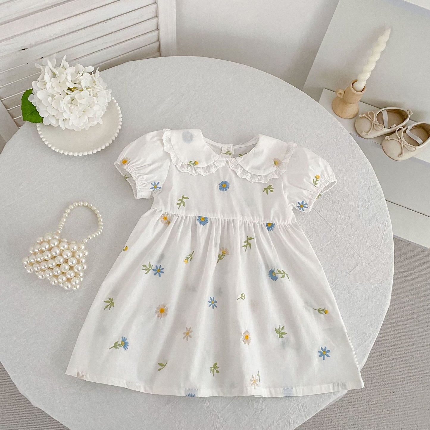 Floral Puff Sleeve Romper Dress パフスリーブ ロンパース ワンピース【mh0013167】