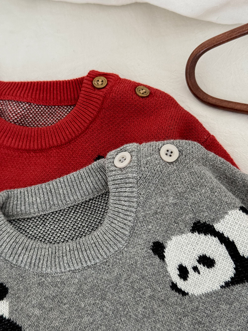 ニットセーター パンダ柄 厚手 クルーネック カジュアル トップス【mh0011691】