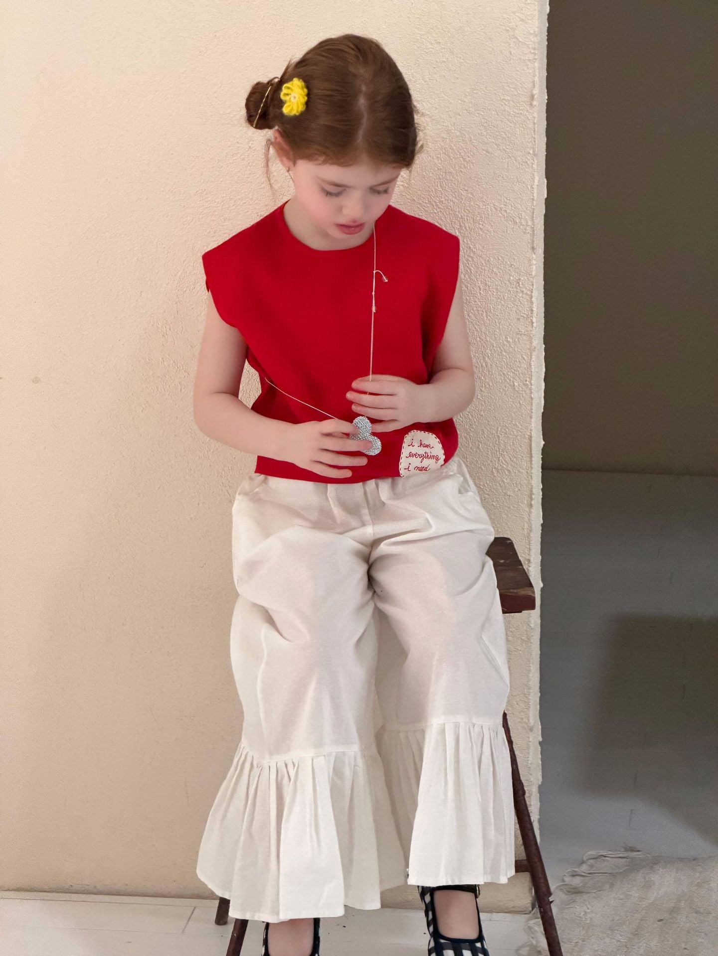 Tiered Ruffle Hem Cotton Trousers