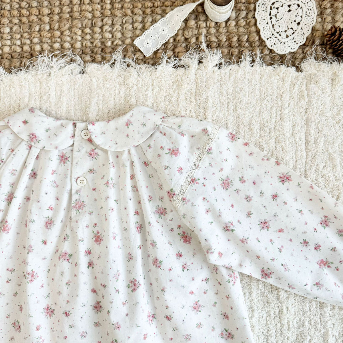 Kids' Floral Smock Ruffled Long-Sleeve Blouse【mh0014610】