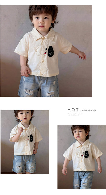 Dog Embroidery Shirt Short Sleeve T-shirt [mh0012858]