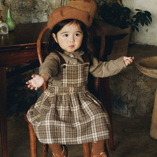 ベビー キッズ チェック サスペンダー スカート ジャンパースカート【mh0000684】