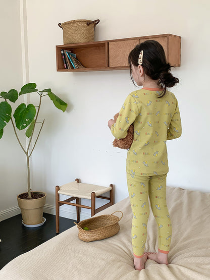 Long Sleeve Printed Pajamas 長袖 プリント パジャマ セット【mh0012243】