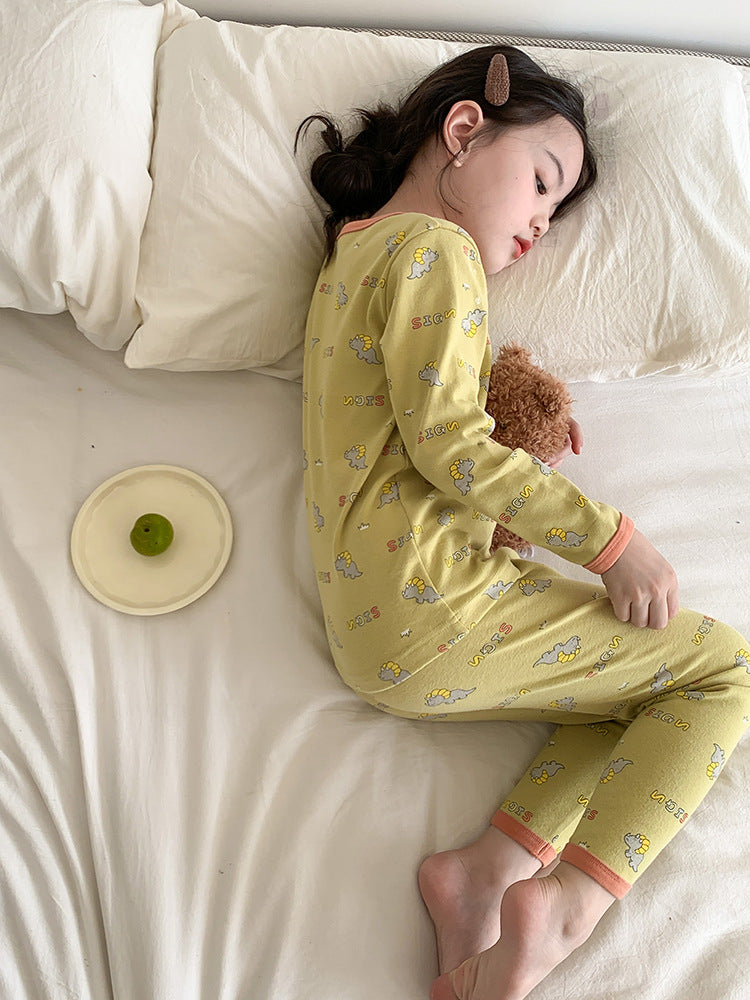 Long Sleeve Printed Pajamas 長袖 プリント パジャマ セット【mh0012243】