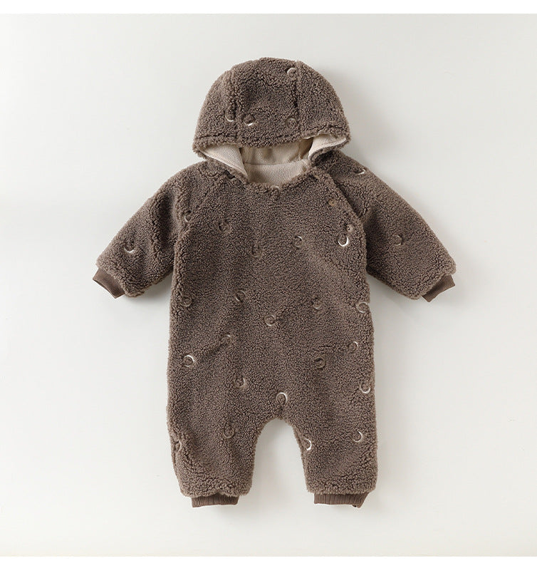 アウタージャンプスーツ 月星 ムーンスター刺繍 ボア 厚手 フード付【mh0011705】