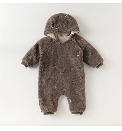 アウタージャンプスーツ 月星 ムーンスター刺繍 ボア 厚手 フード付【mh0011705】