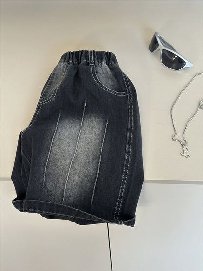 Washed Denim Shorts ウォッシュ ハーフパンツ【mh0012956】
