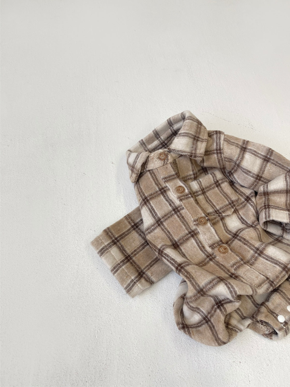 長袖ロンパース チェック シャツ襟 ボディスーツ【mh0011633】