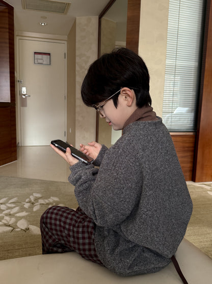 スウェットシャツ キッズ 裏起毛 厚手 クルーネック 無地 ルーズフィット トップス【mh0011683】