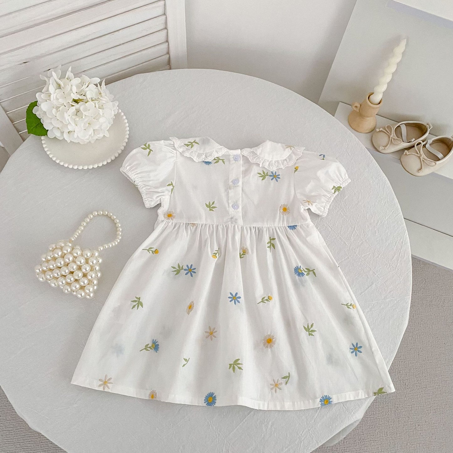 Floral Puff Sleeve Romper Dress パフスリーブ ロンパース ワンピース【mh0013167】