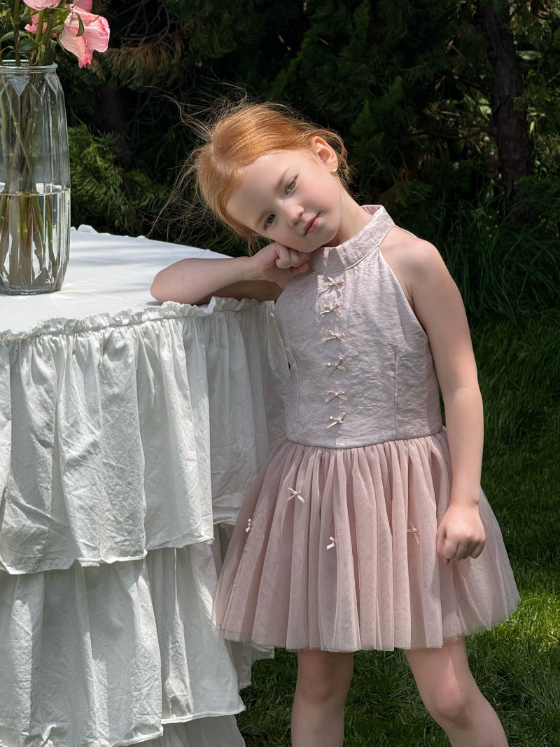 Bow Tulle Halter-Neck Elegant Princess Dress チュール ホルターネックワンピース【mh0013239】