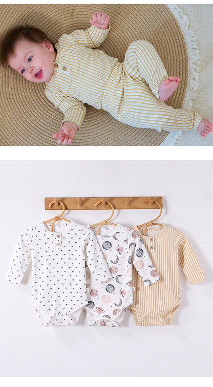 長袖ロンパース/パンツ ストライプ スペース宇宙 ドットプリント【mh0011716】