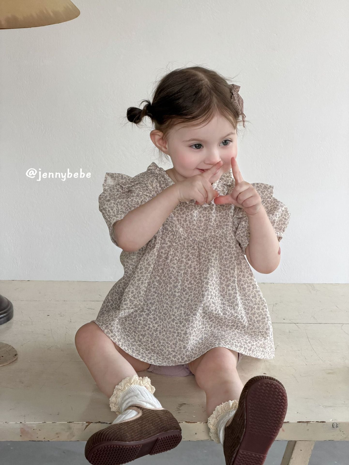 Puff Sleeve Floral Top & Bloomer Set [mh0012530]