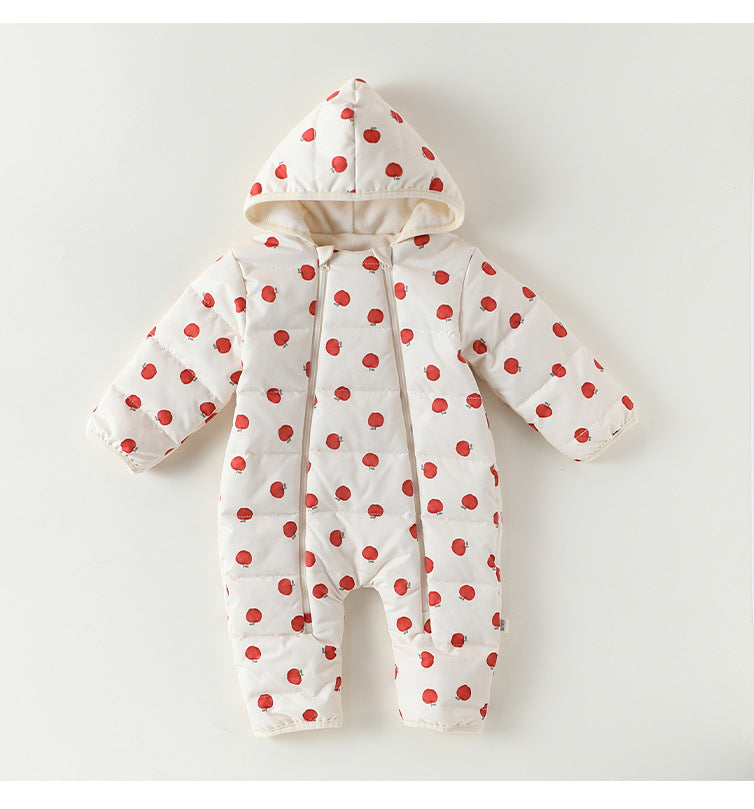 アウタージャンプスーツ プリント 中綿 厚手 フード付 キルティング【mh0011700】