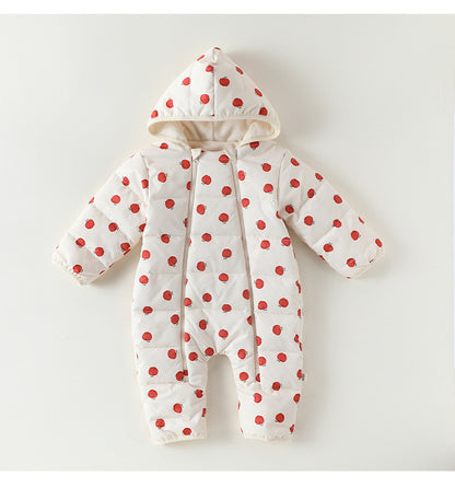 アウタージャンプスーツ プリント 中綿 厚手 フード付 キルティング【mh0011700】