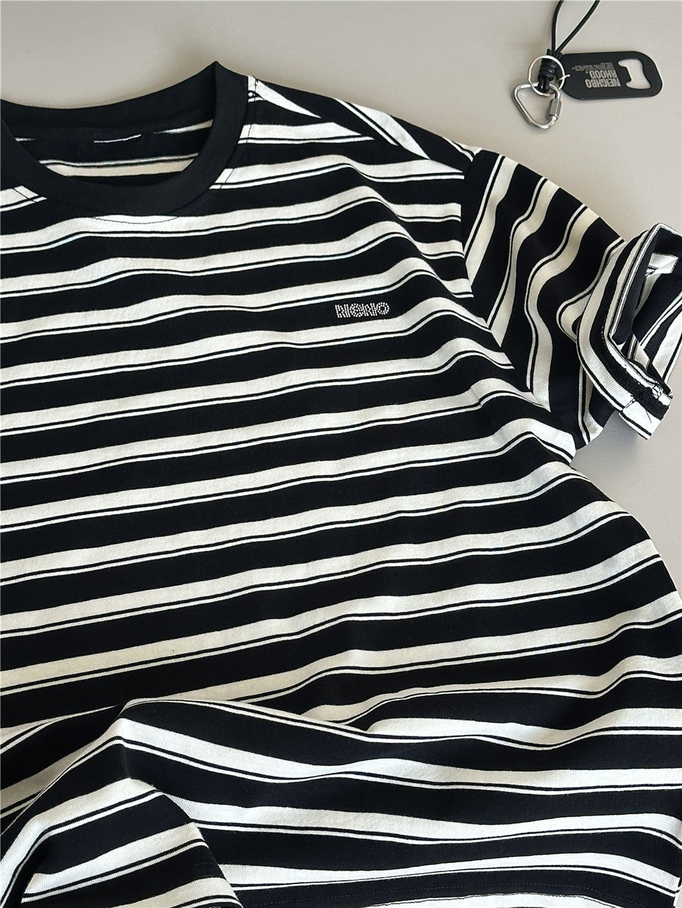 Striped Rhinestone Tee ボーダー 半袖Tシャツ【mh0012973】