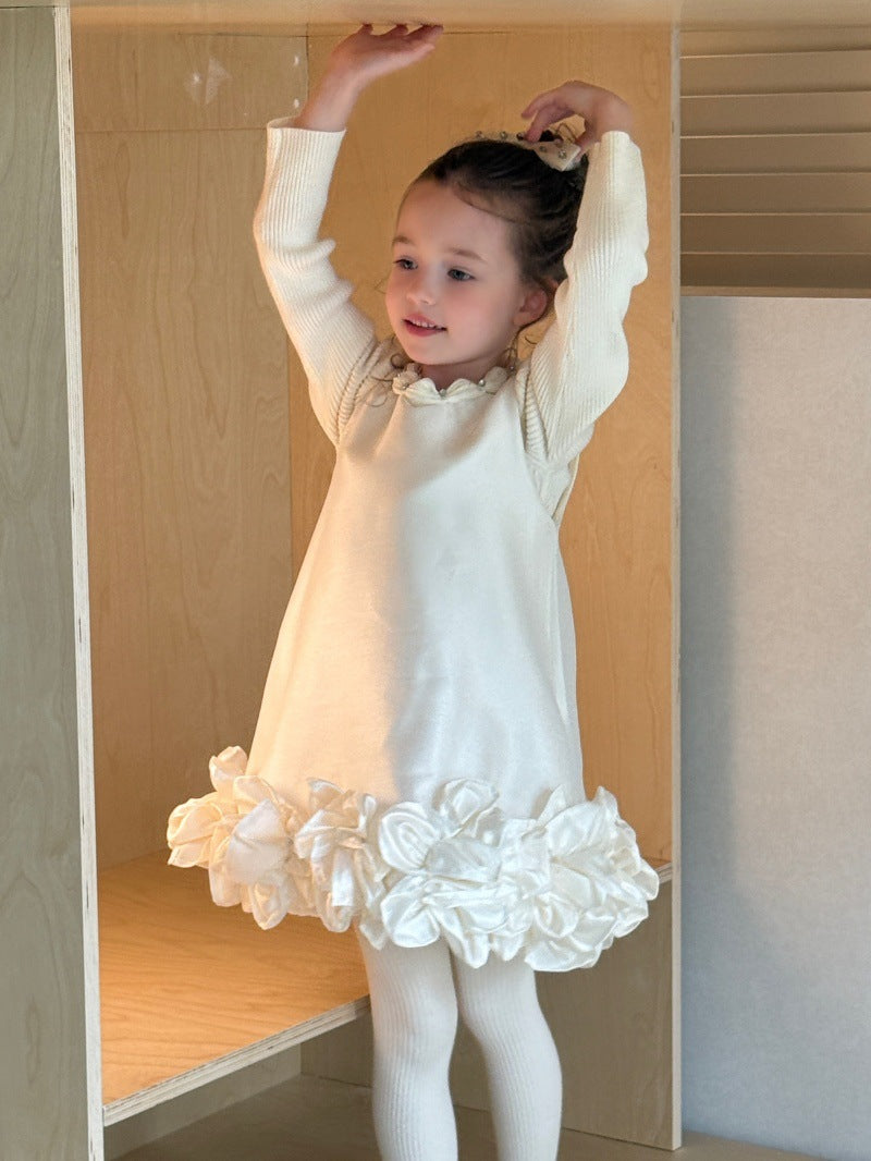 Kids' 3D Floral Ruffled Hem Sleeveless Dress [mh0014083]