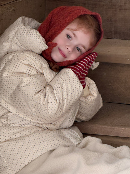 ダウンジャケット ドット フーディ ミディ丈 パフ アウター【mh0011626】