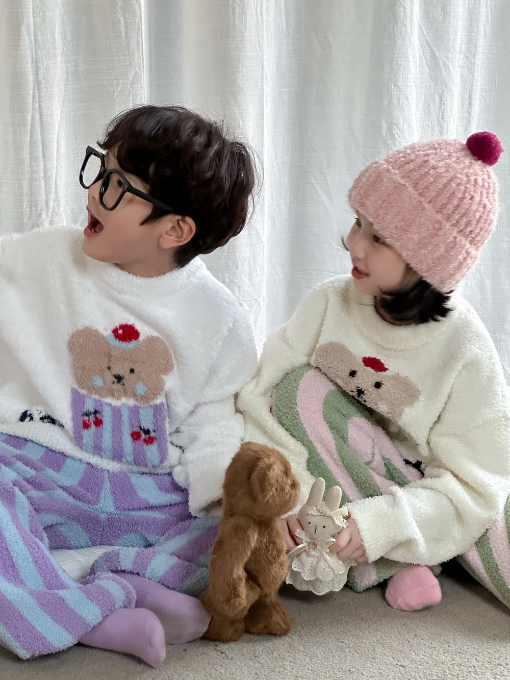 長袖パジャマセット もこもこ ベアくま ルームウェア【mh0011651】