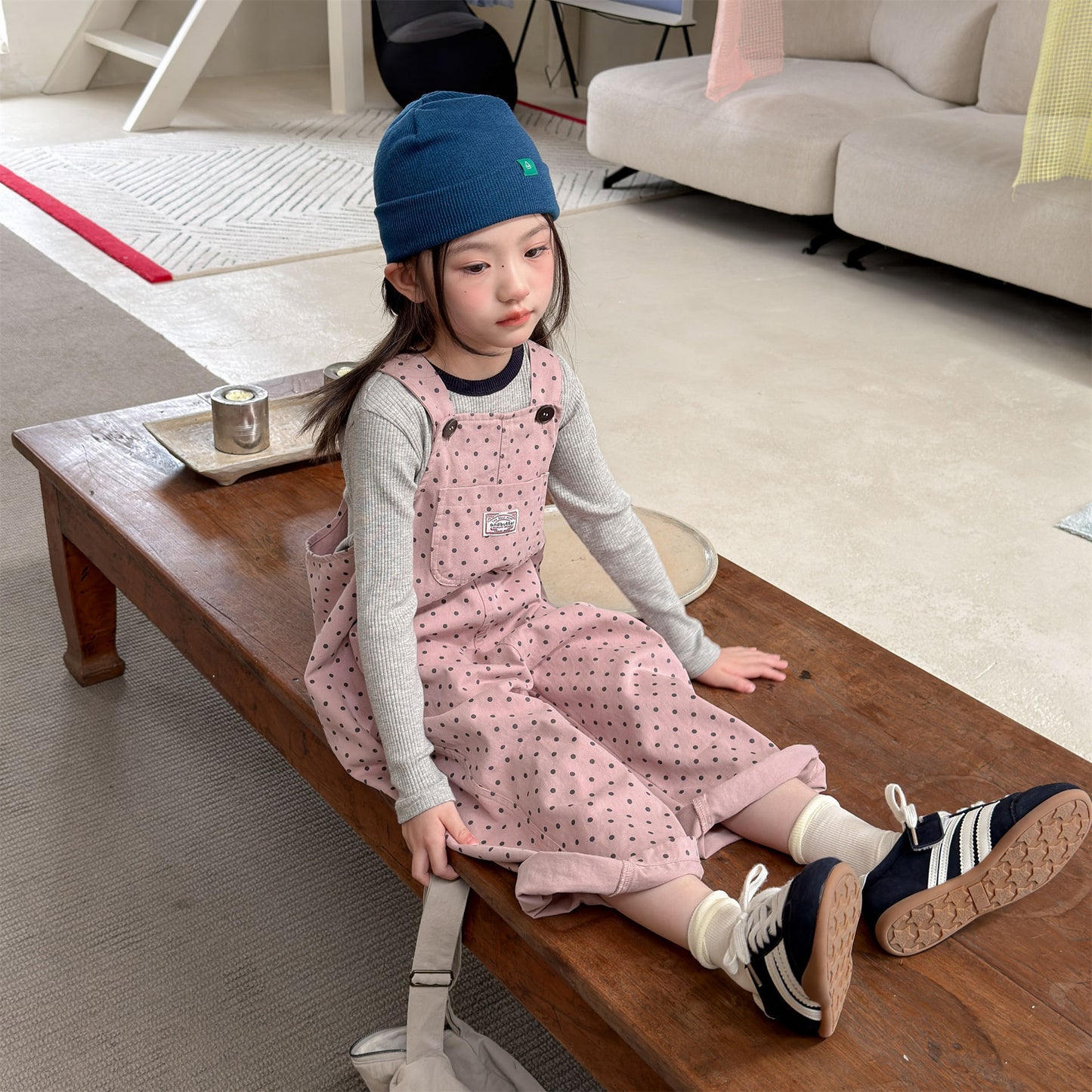 Kids' Polka Dot & Check Pocket Overalls [mh0014053]