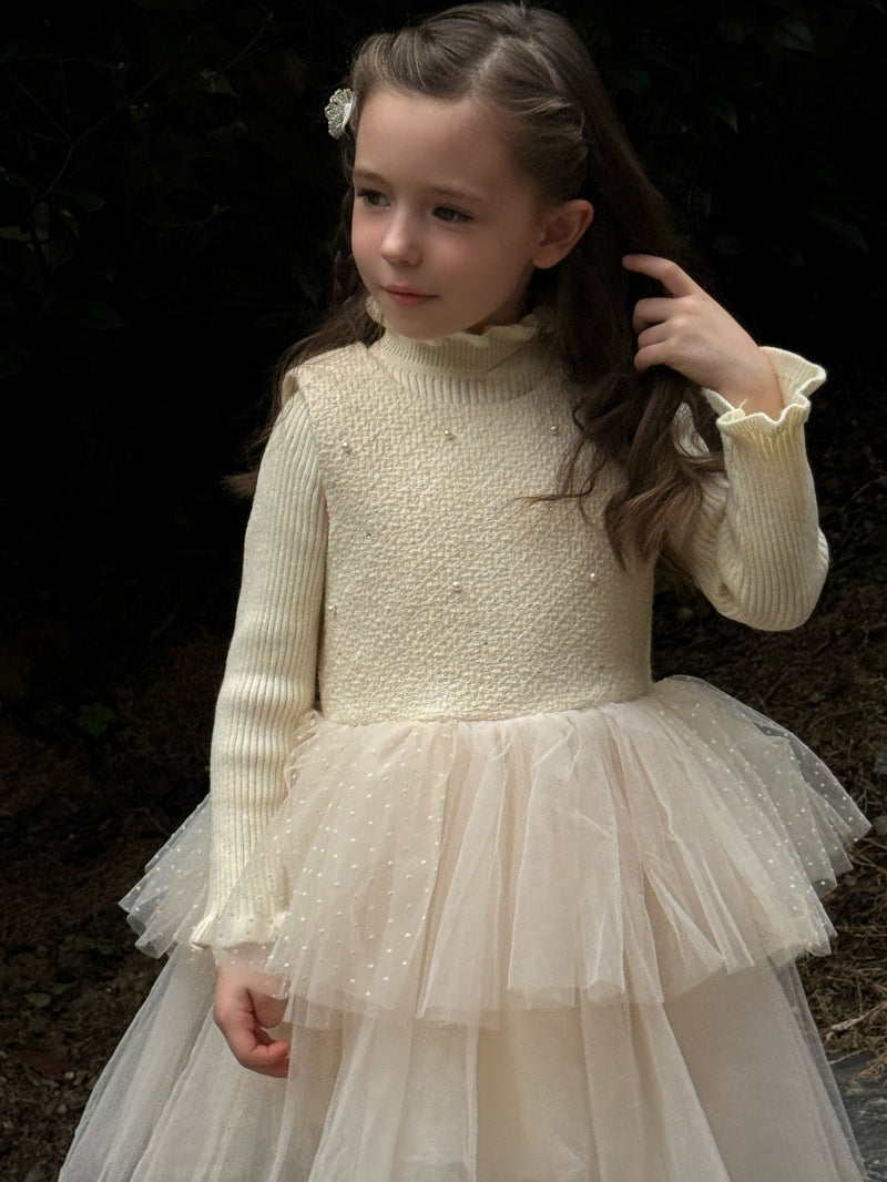 Kids' Tulle Tiered Ruffle Sleeveless Dress【mh0014578】