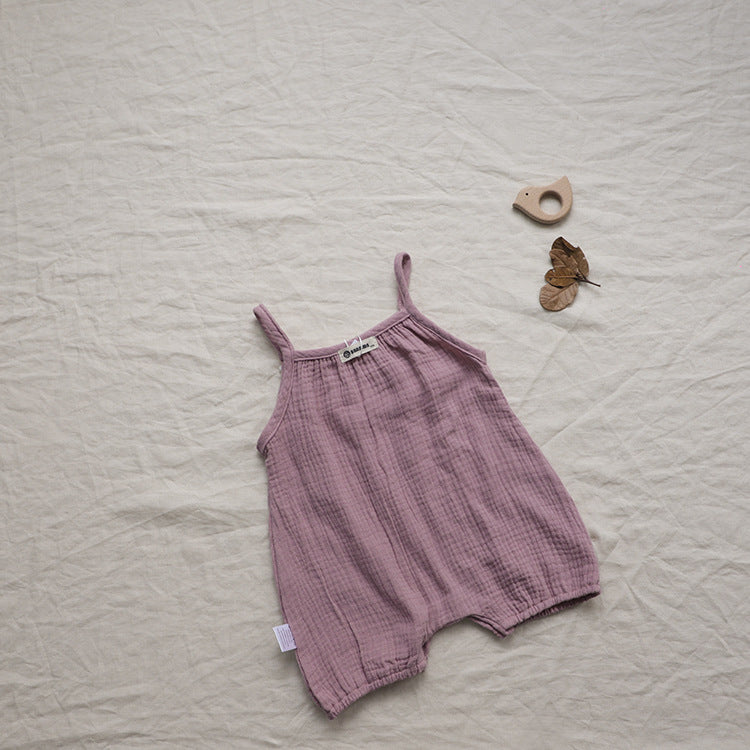 Rabbit Embroidered Gauze Romper