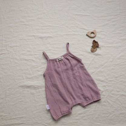 Rabbit Embroidered Gauze Romper