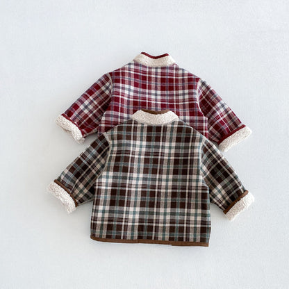 キッズ チェック リバーシブル ボアジャケット / ロールアップ 刺繍 ストレート ロングパンツ【mh0014765】